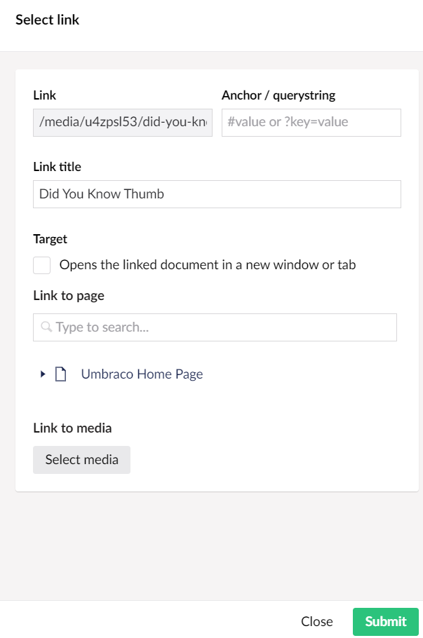 Link to a Media File in Umbraco