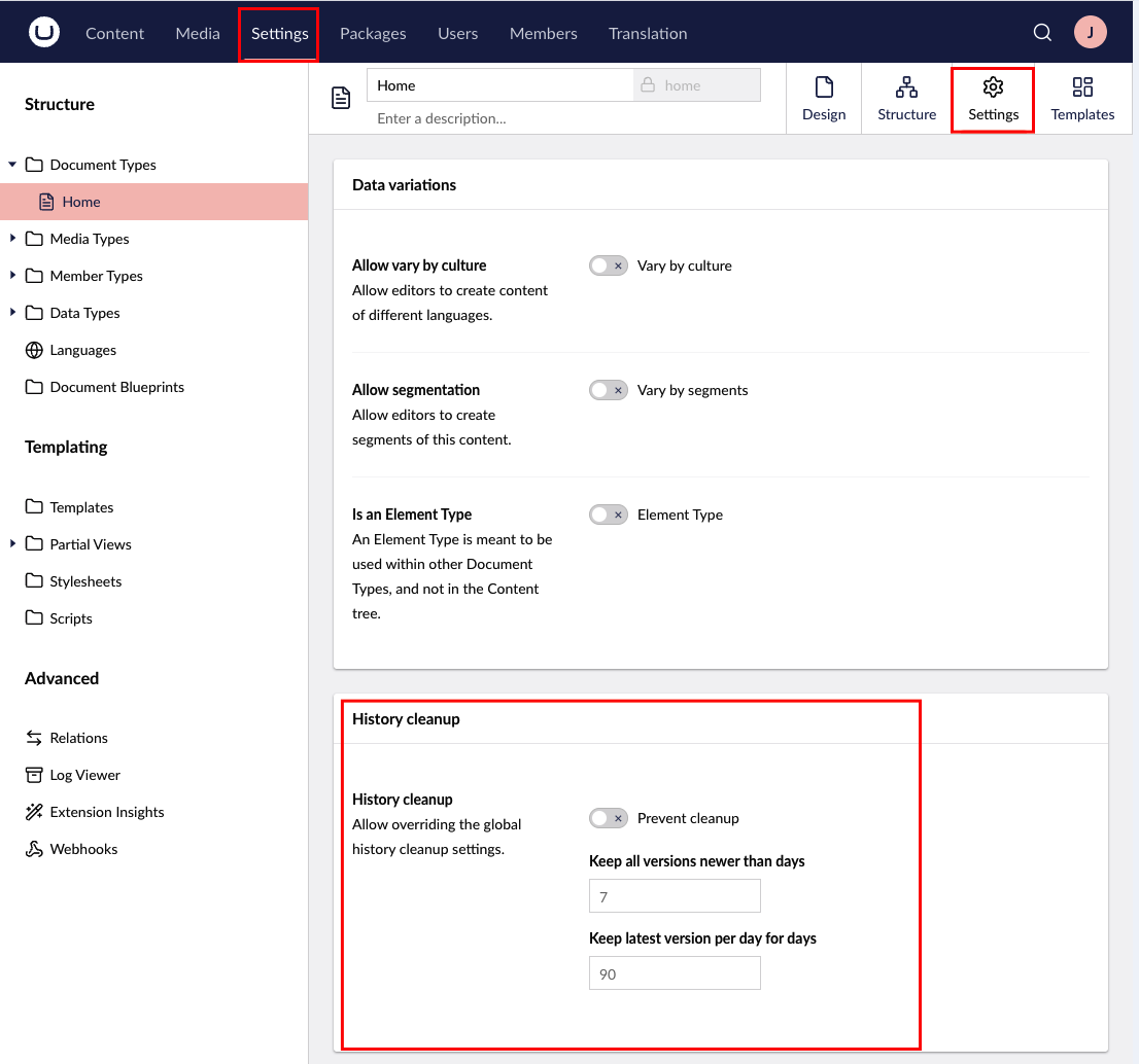 Content Version Cleanup - Document Type overrides