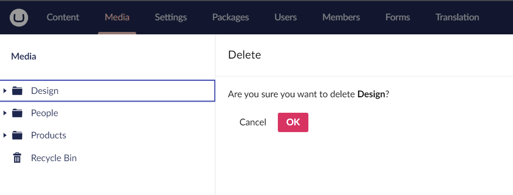 Backoffice - removing media