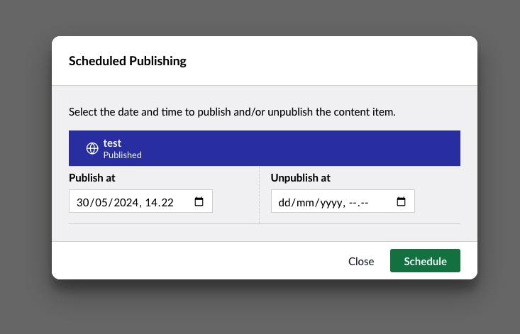 Scheduled publishing time